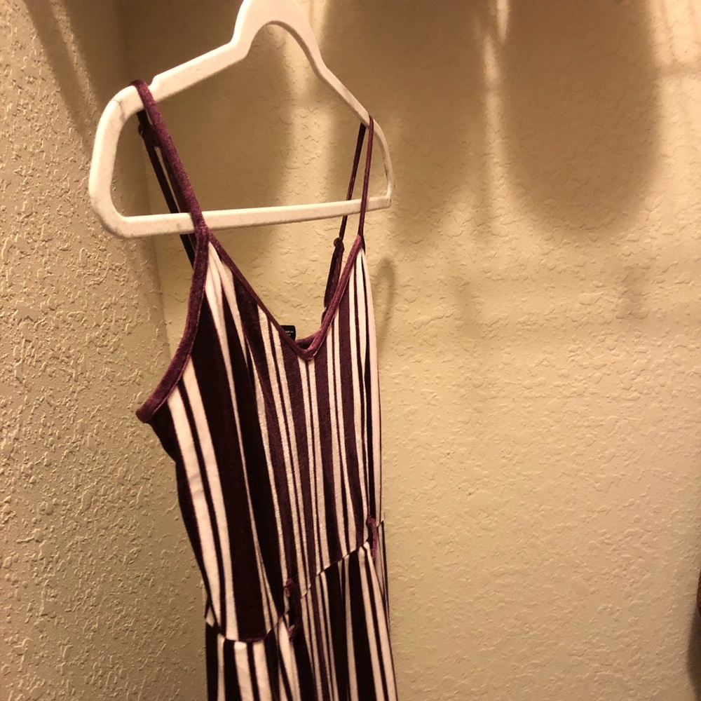 White and Purple Striped Jumpsuit